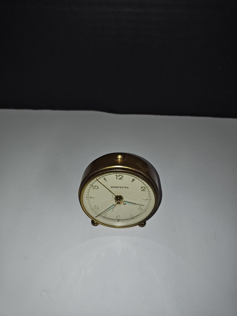 Vintage MCM Perfecta Wind-Up Alarm Desk Clock Glowing Hands West Germany